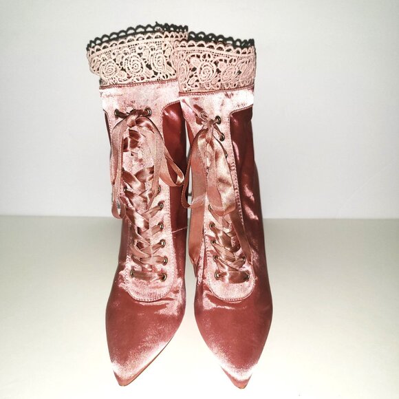 CAPE ROBBIN | Pink Laced Ballerina Heels - Picture 7 of 10